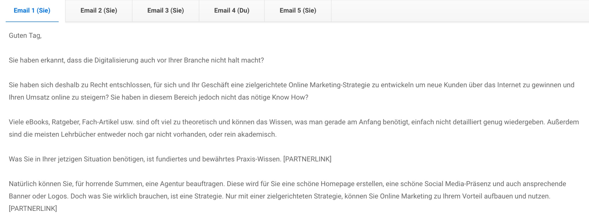 Email Vorlagen